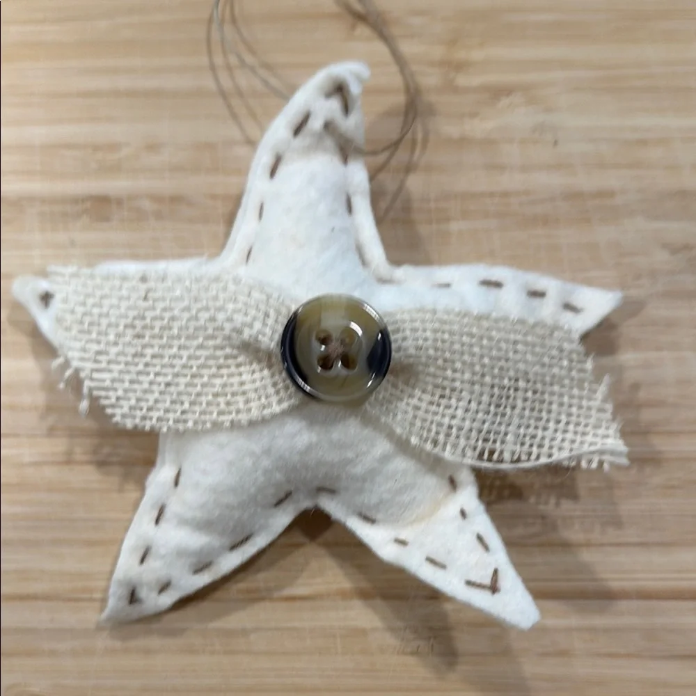 Felt Angel Tree Star Ornament Set - White Brown Gold and Tan NWOT